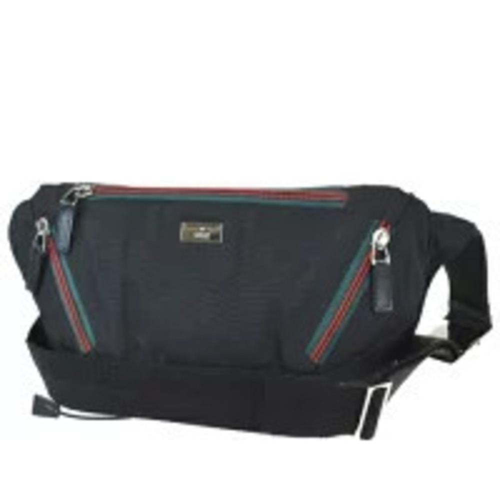Gucci Sherry Waist Pouch Clutch Bag Black Green Red Leather